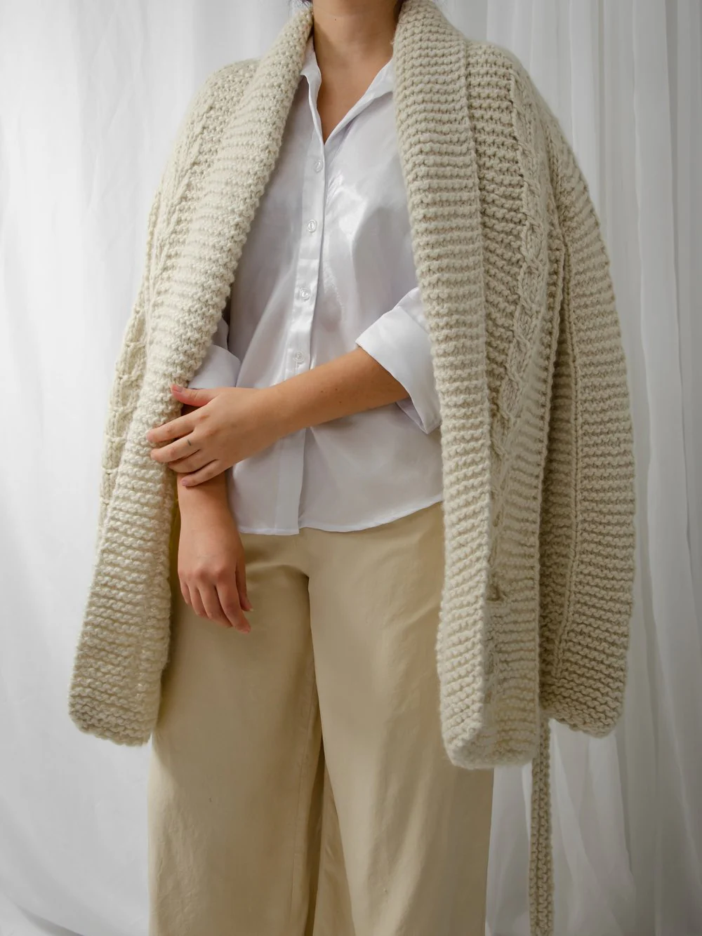 60s/70s Hand-knit Wool Aran Cardigan - Image 6