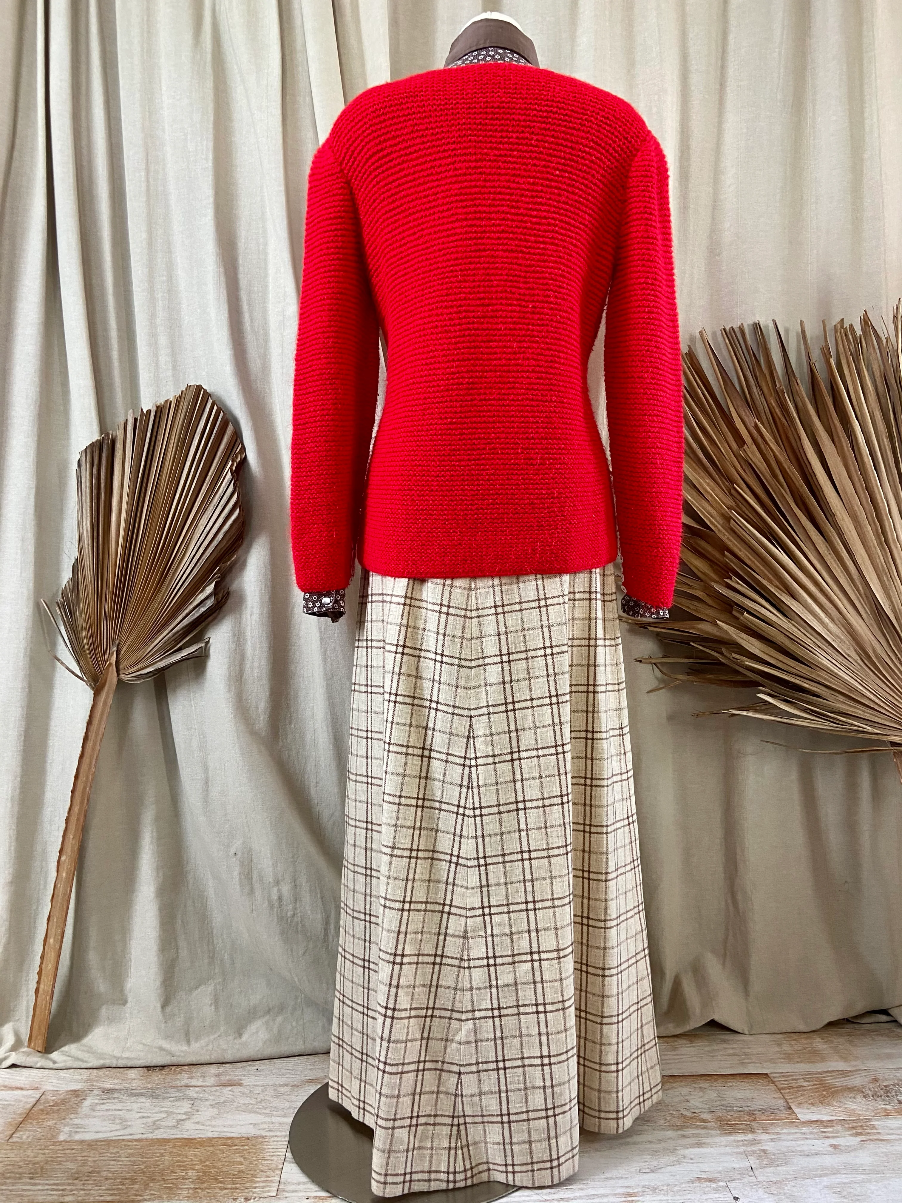 60s/70s Hand Knit Wool Slouchy Pullover Sweater In Red - Image 10