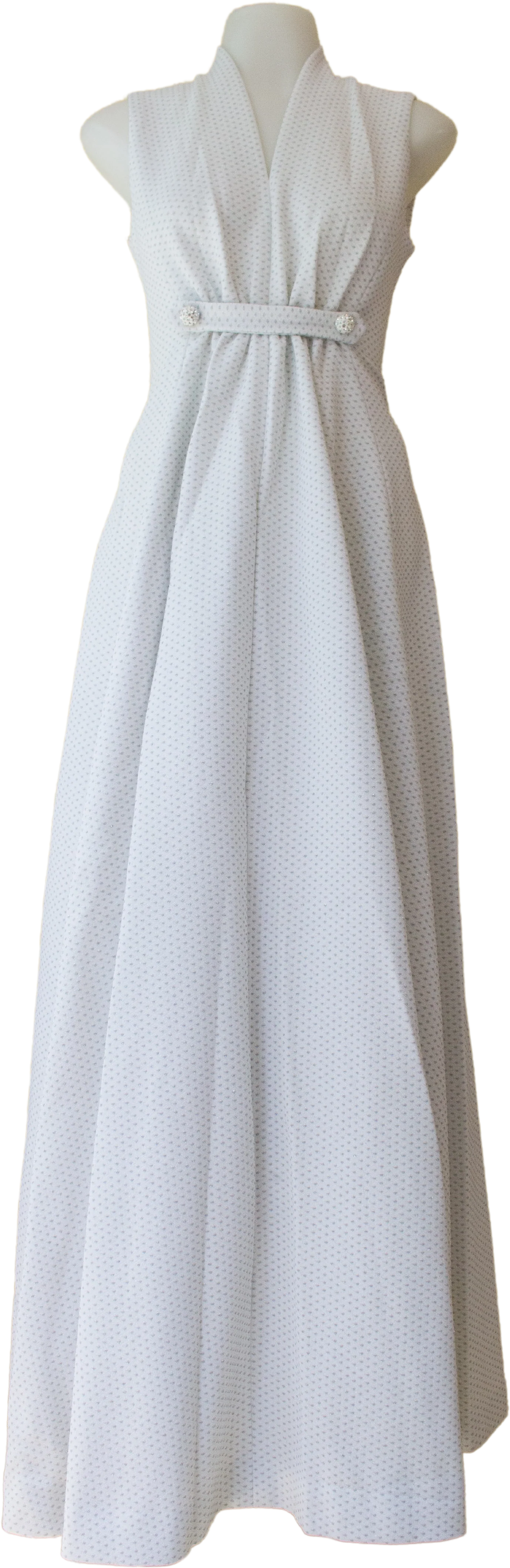 60s/70s Hand Made White Sparkly Sleeveless Gown