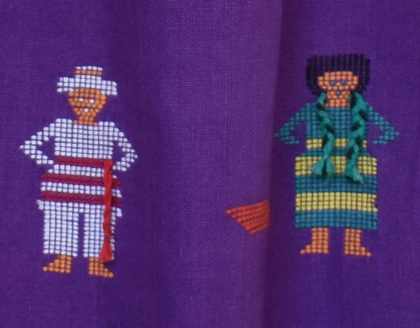 60s/70s Hand Woven Skirt 3-d  Little People M L by Ffts Imports of Texas / Made In Guatemala - Image 3