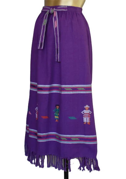 60s/70s Hand Woven Skirt 3-d  Little People M L by Ffts Imports of Texas / Made In Guatemala - Image 8