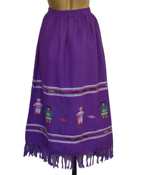 60s/70s Hand Woven Skirt 3-d  Little People M L by Ffts Imports of Texas / Made In Guatemala - Image 9