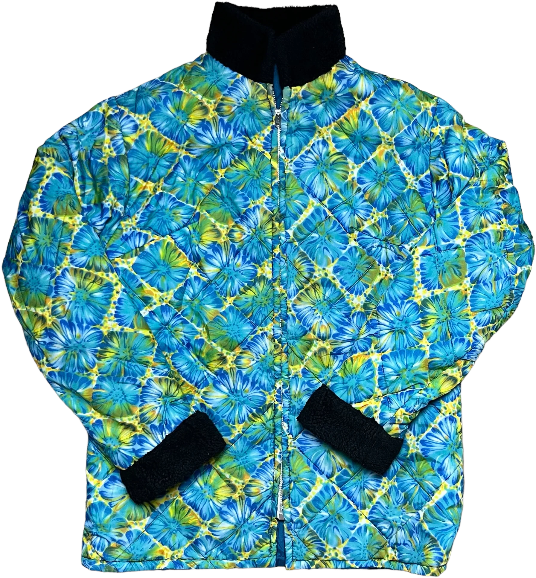 60s/70s Handmade Psychedelic Floral Puffer Jacket