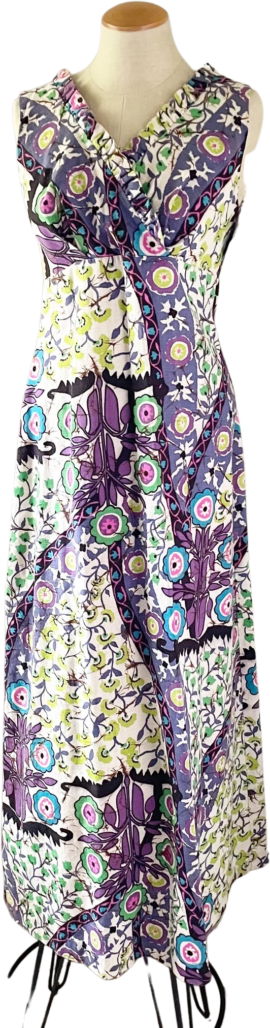 60s/70s Hawaiian Maxi Dress Wedding Sleeveless Resort Wear By Fashions by Myra