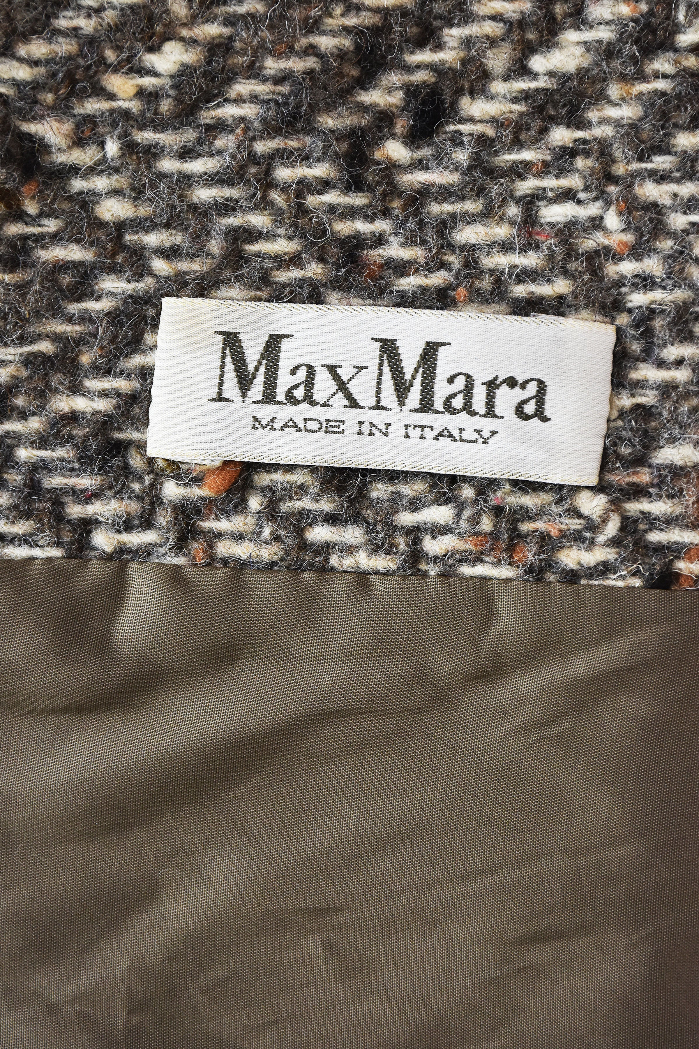 60s/70s Herringbone Tweed Coat With Sheared Sheepskin Yoke By Max Mara - Image 6