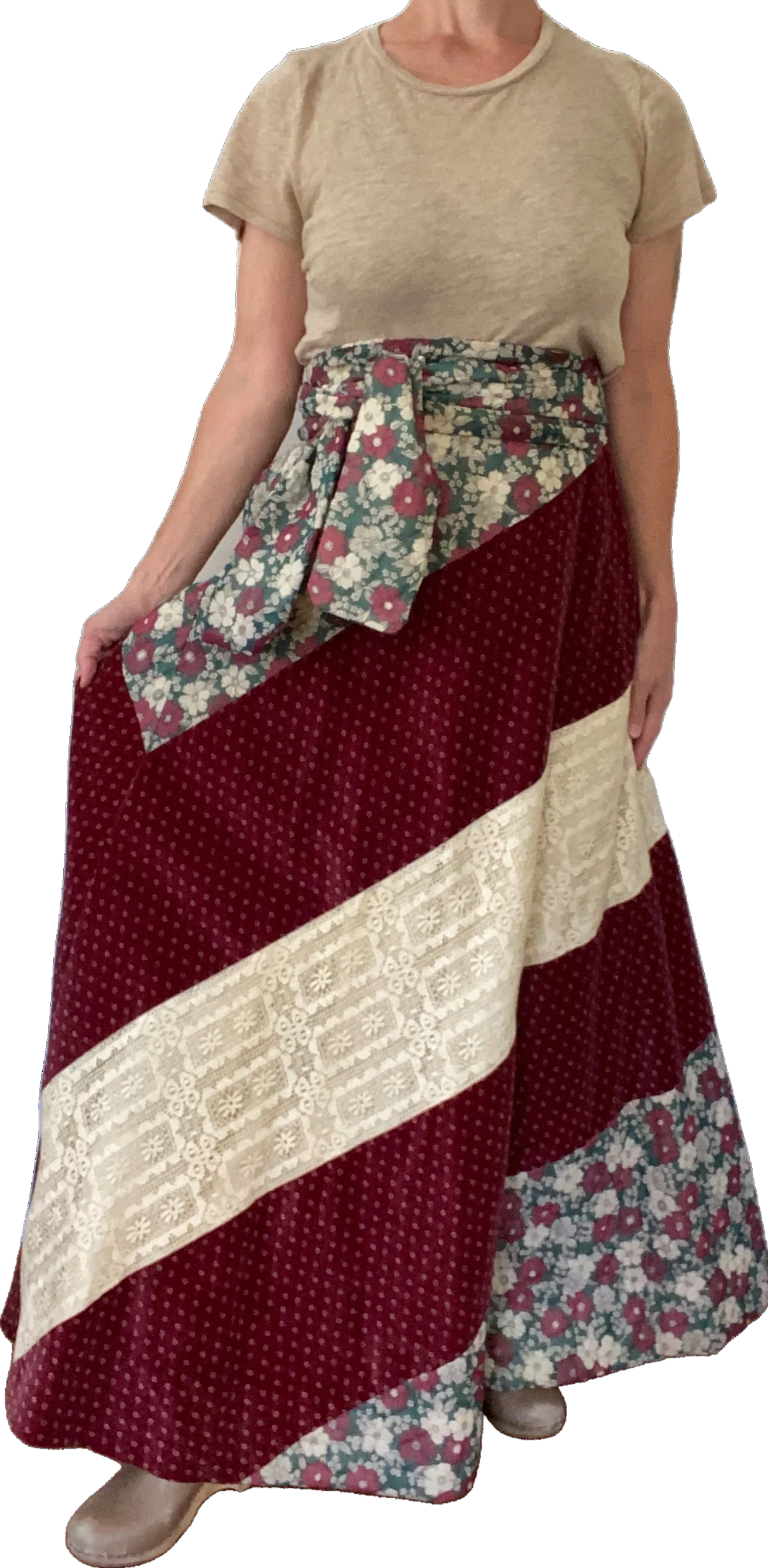 60s/70s Hippie Quilt Maxi Skirt By Chessa Davis