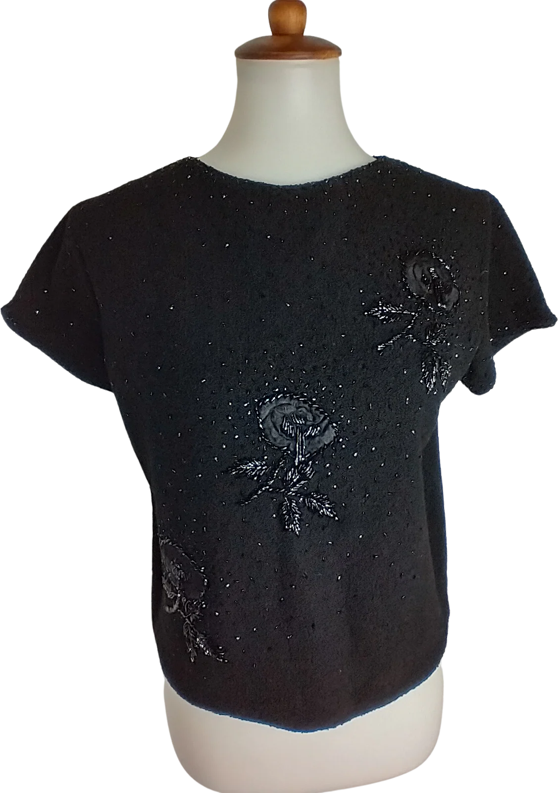 60s/70s Hong Kong Beaded Roses Sweater