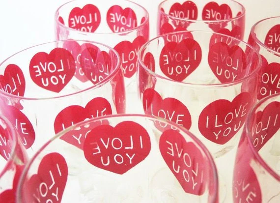 60s-70s I Love You Glass Goblets Valentine's Day Two Left! - Image 3