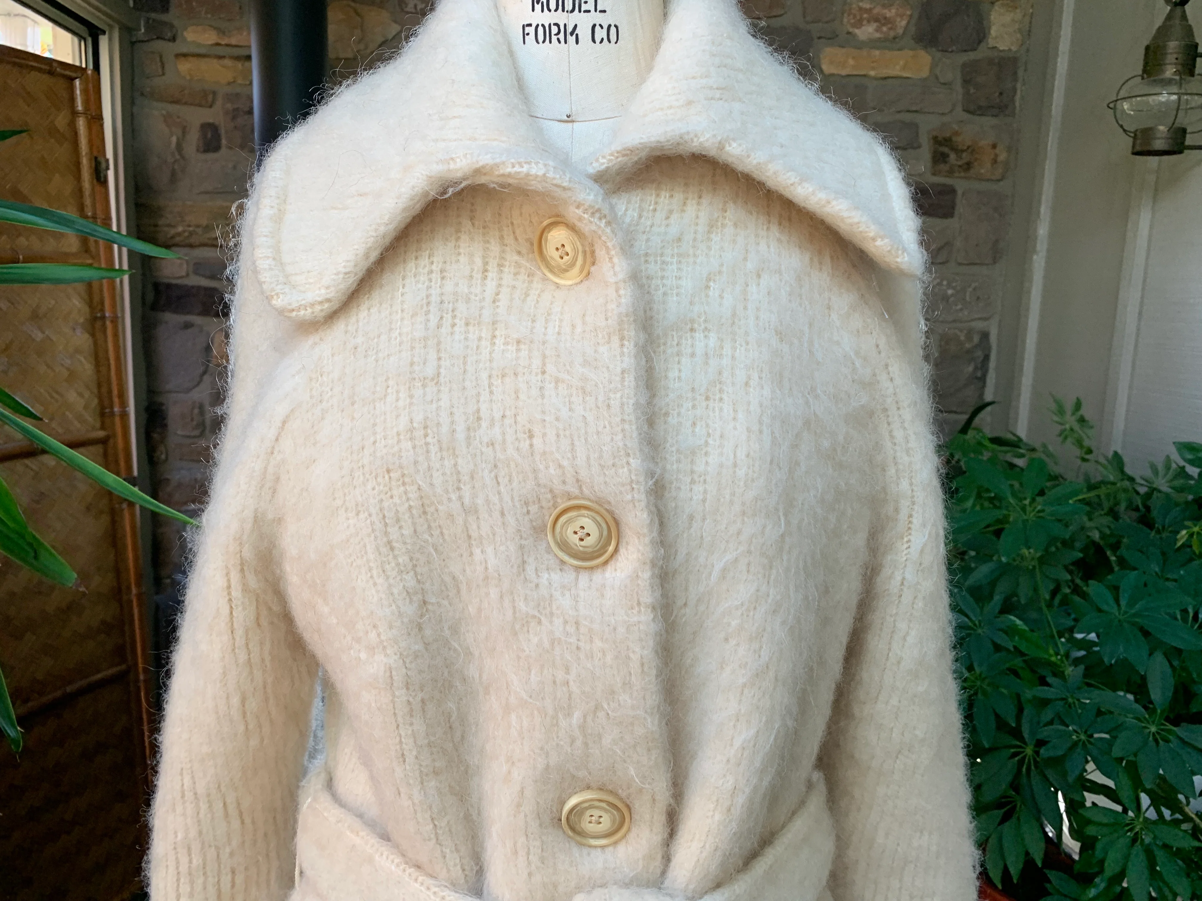 60s/70s Ivory Icelandic Knitted Wool Belted Coat By Eider Knit Scotland - Image 3