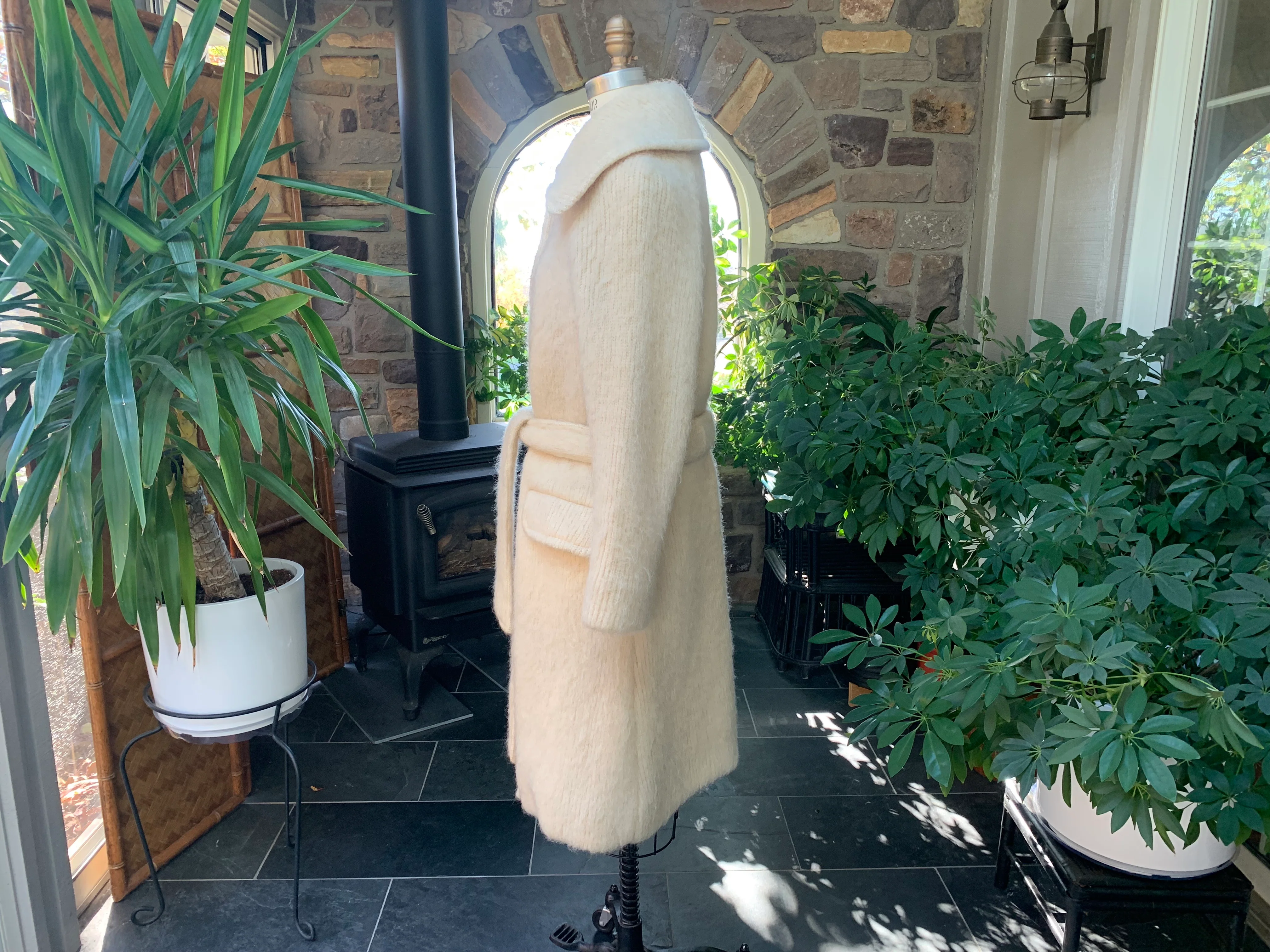 60s/70s Ivory Icelandic Knitted Wool Belted Coat By Eider Knit Scotland - Image 5