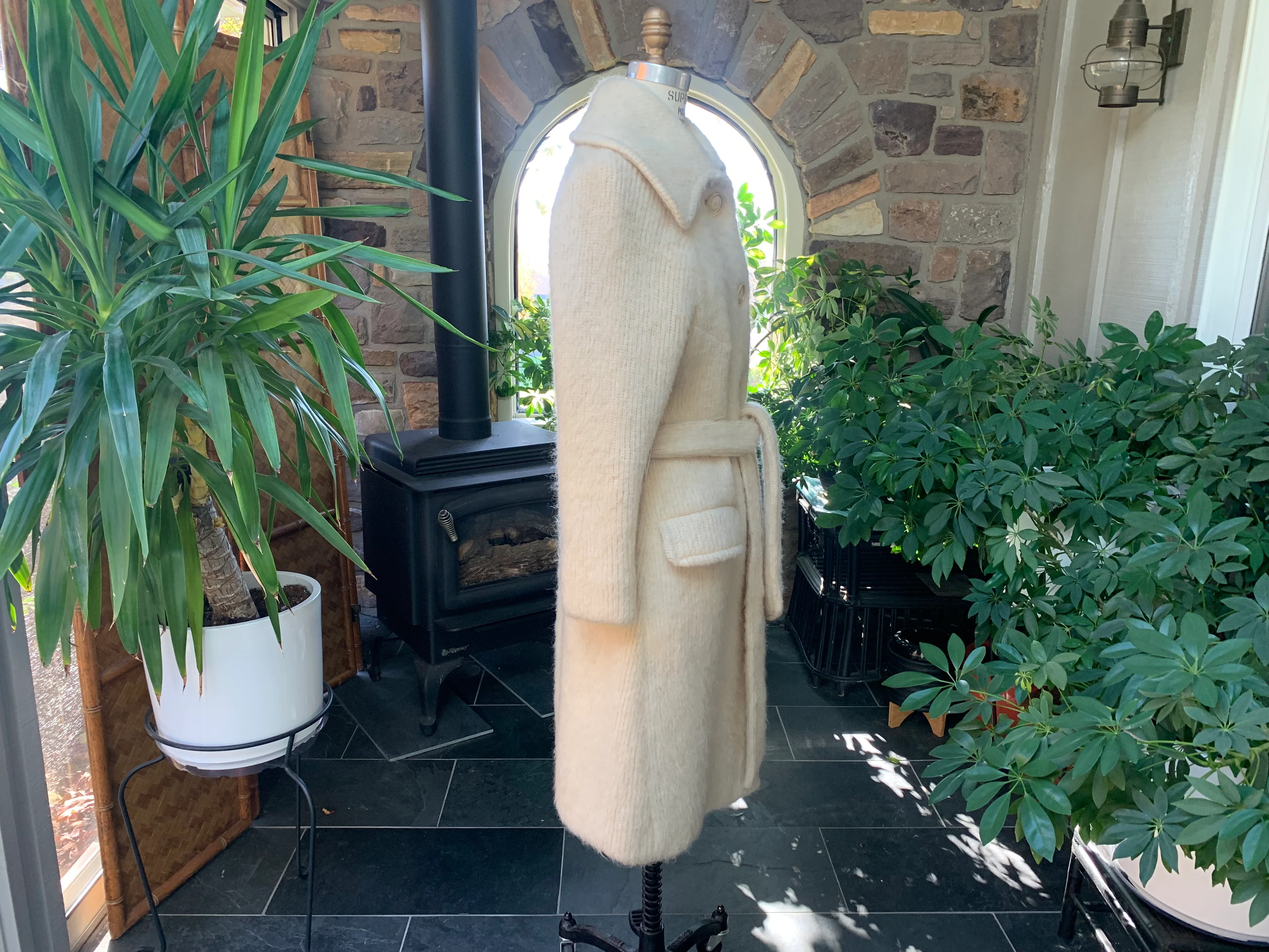 60s/70s Ivory Icelandic Knitted Wool Belted Coat By Eider Knit Scotland - Image 8