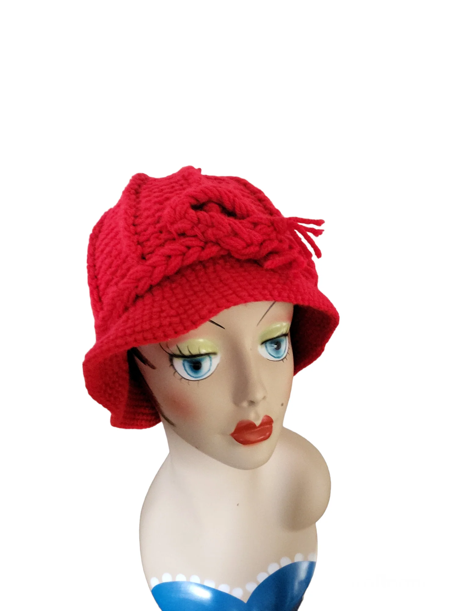 60s/70s Knit Red Cloche Hat - Image 8