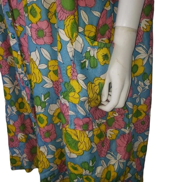 60s/70s Lane Bryant 60s Floral House Coat Plus Size 50-52 By Lane Bryant - Image 5