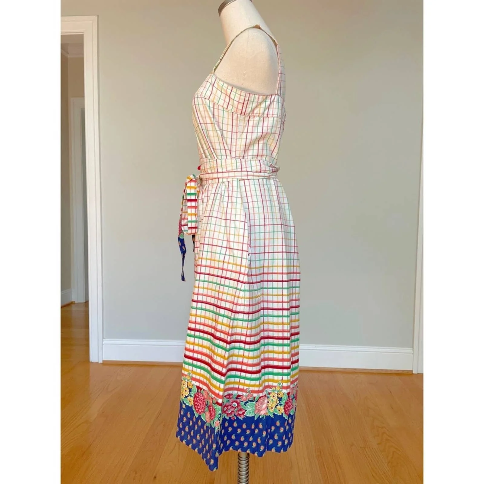 60s 70s Originals Rainbow Check Pinafore Dirndle Dress by Lanz - Image 3