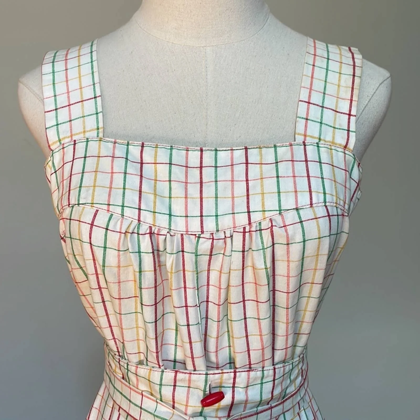 60s 70s Originals Rainbow Check Pinafore Dirndle Dress by Lanz - Image 4