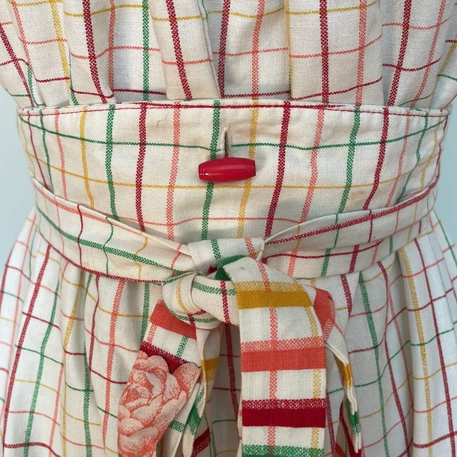 60s 70s Originals Rainbow Check Pinafore Dirndle Dress by Lanz - Image 6