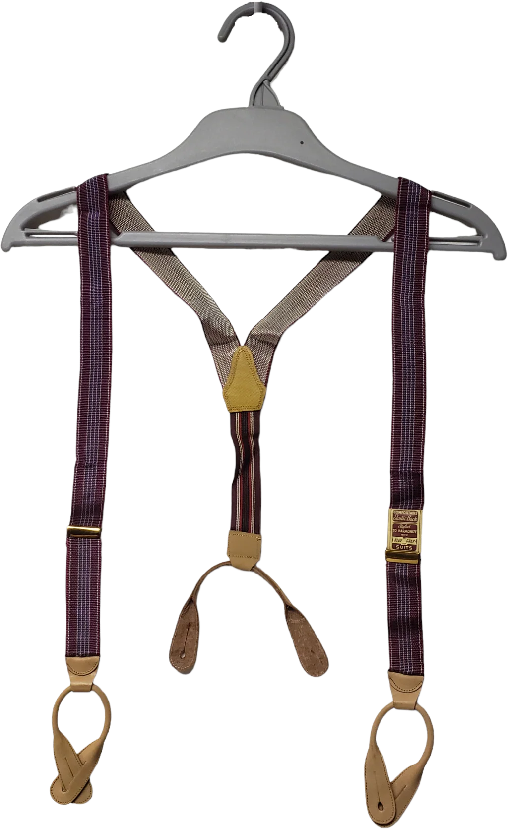 60s/70s Leather And Fabric Buttonhole Suspender / Braces