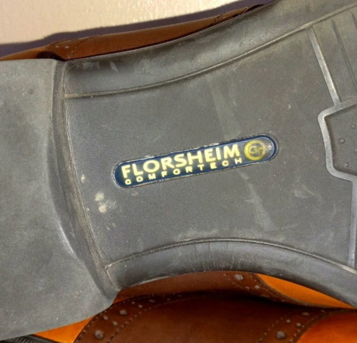 60s/70s Leather Saddle Oxford Brown Tan Loafers By Florsheim Comfortech - Image 4