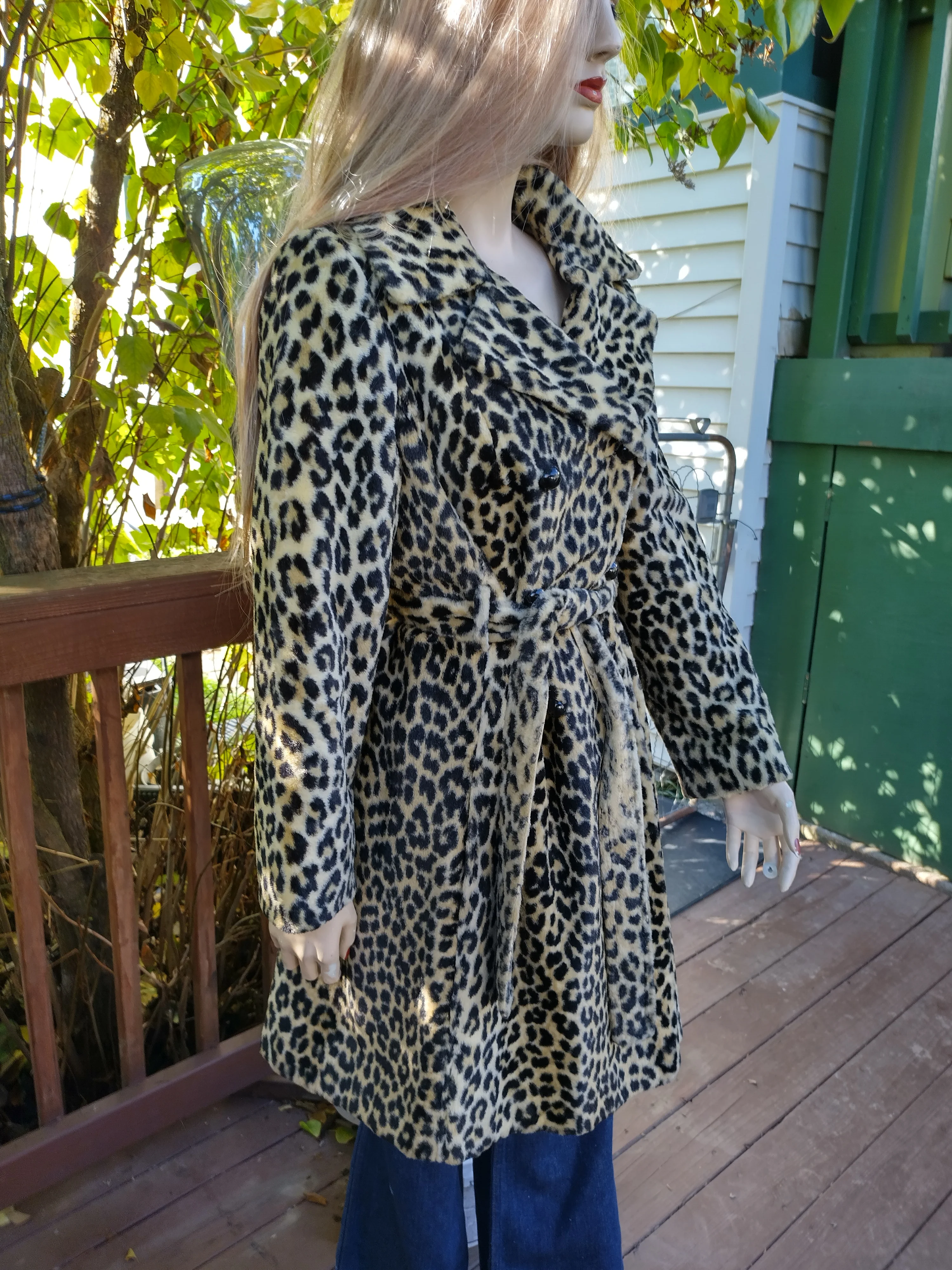 60s/70s Leopard Print Wrap Coat - Mod Cheetah Coat - Image 5
