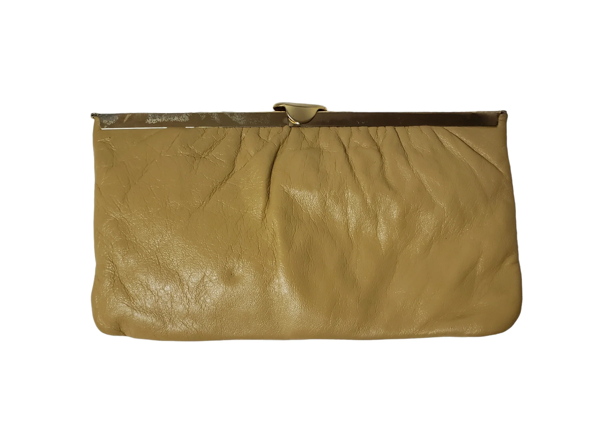 60s/70s Light Brown Faux Leather Clutch Bag / Handbag - Image 3