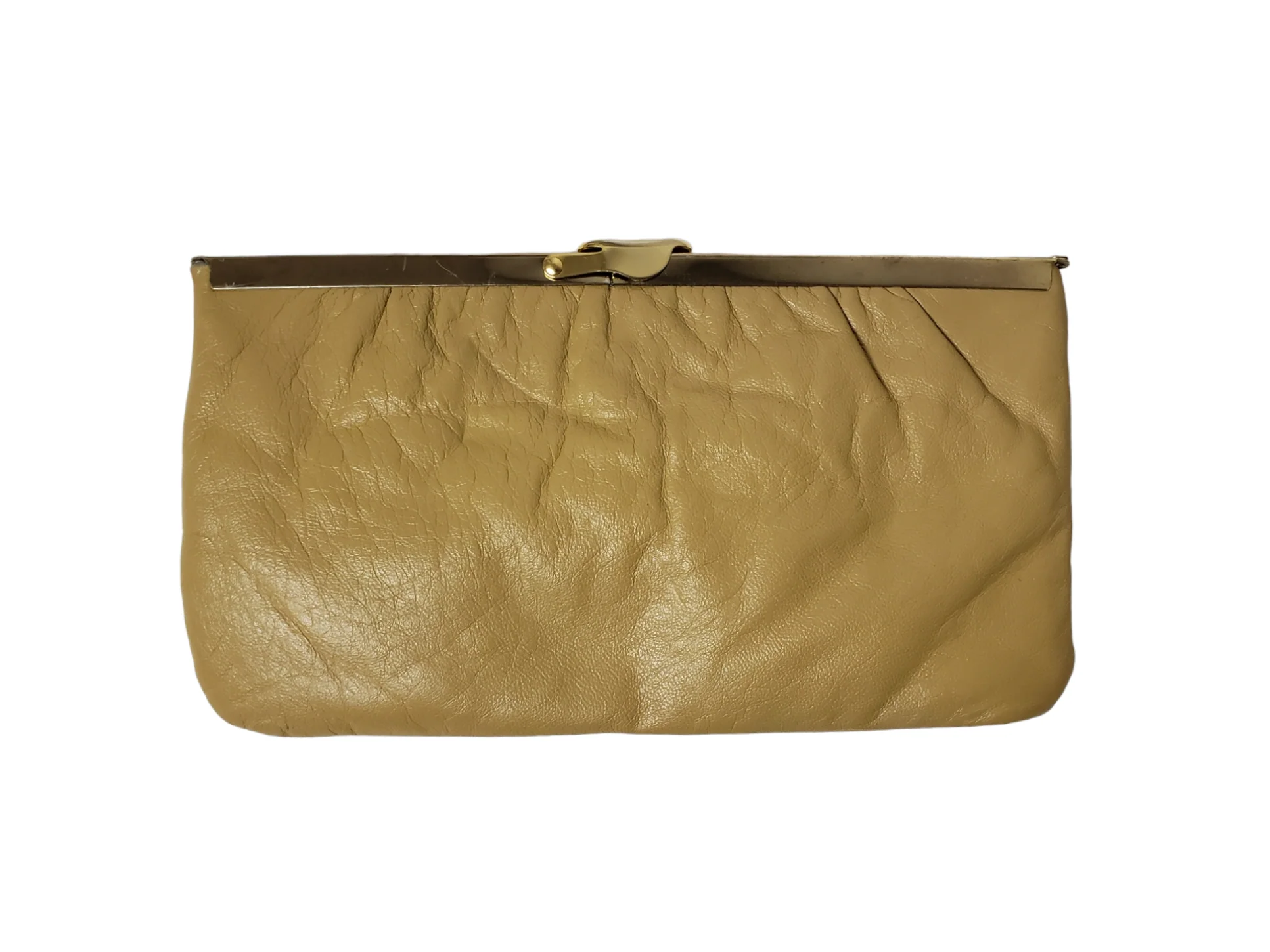 60s/70s Light Brown Faux Leather Clutch Bag / Handbag - Image 4