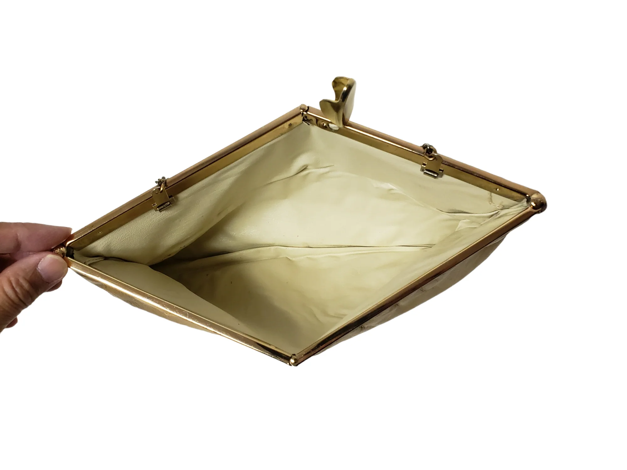 60s/70s Light Brown Faux Leather Clutch Bag / Handbag - Image 7