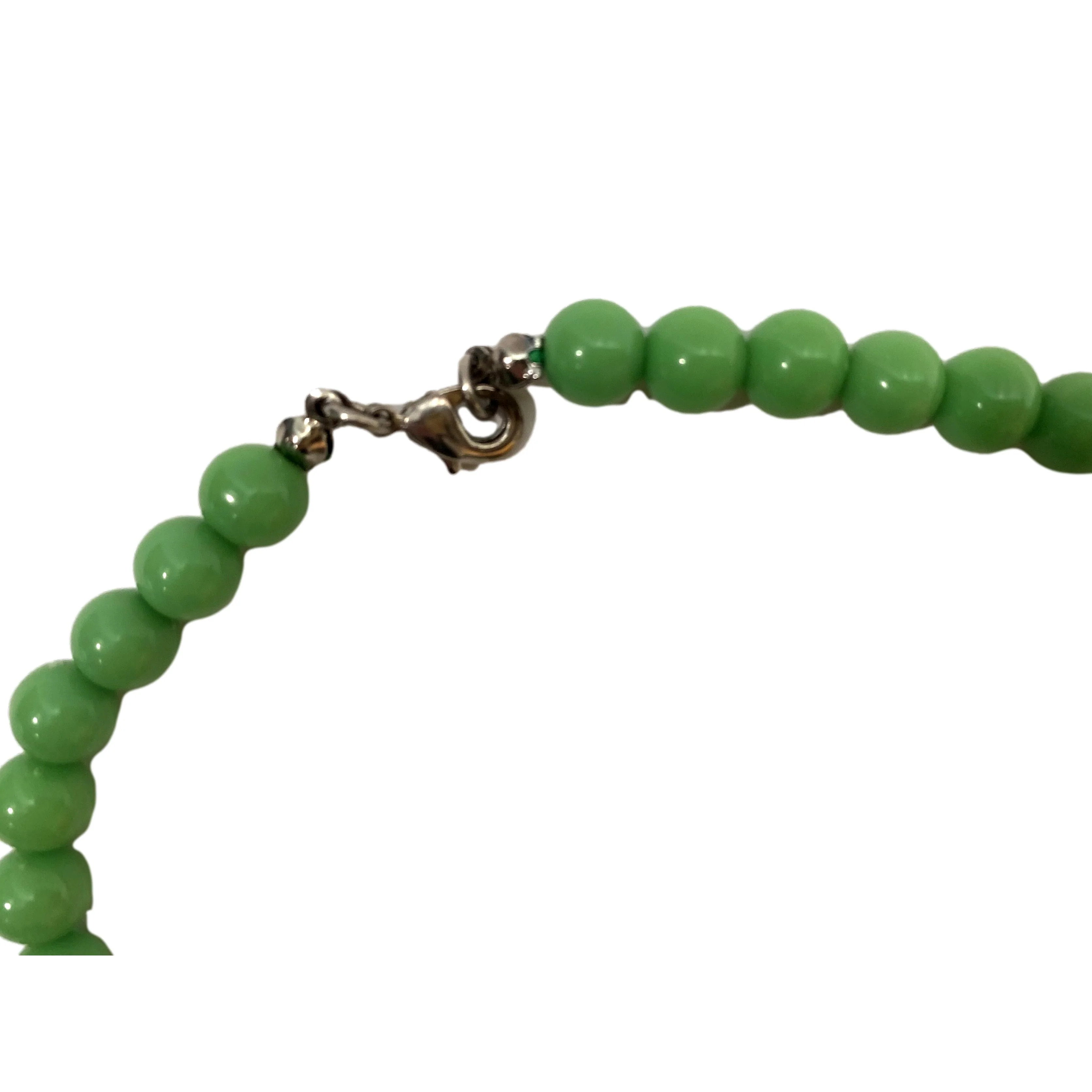 60s/70s Long Avocado Green Graduated Gum Ball Necklace - Image 4