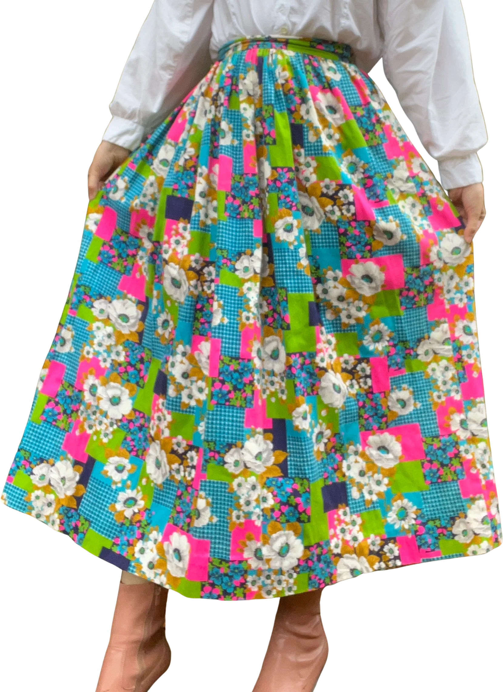 60s/70s Maximalist Patchwork Inspired Floral Maxi Skirt