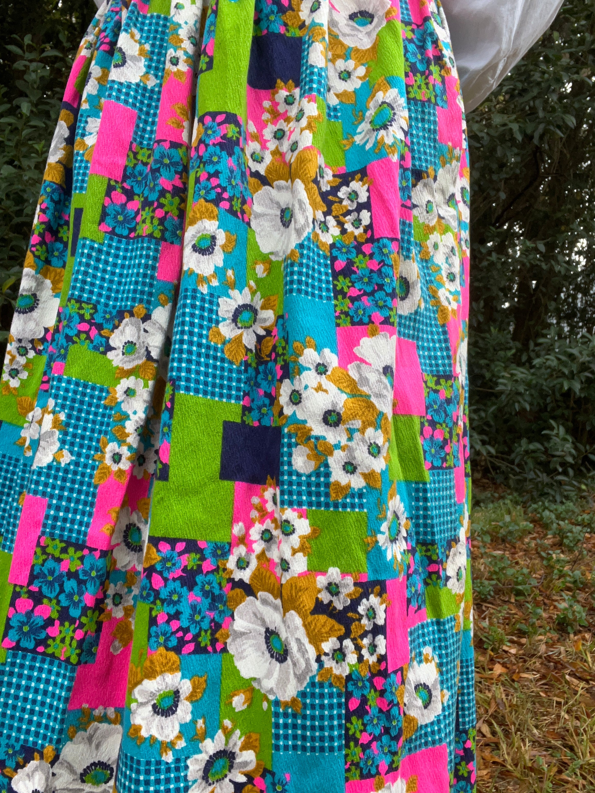 60s/70s Maximalist Patchwork Inspired Floral Maxi Skirt - Image 6