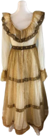 60s/70s Medieval Style Gold Ruffle Dress - Image 2