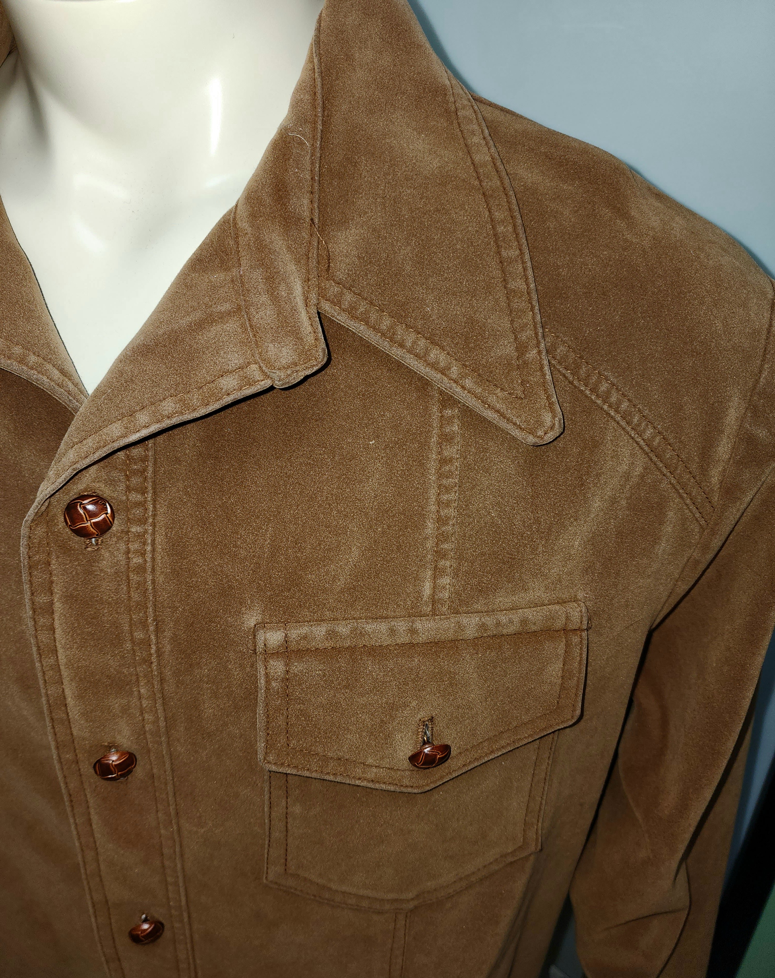 60s/70s Men's Brown Velvet Velveteen Shirt Jac Jacket Mod By English Squire - Image 7