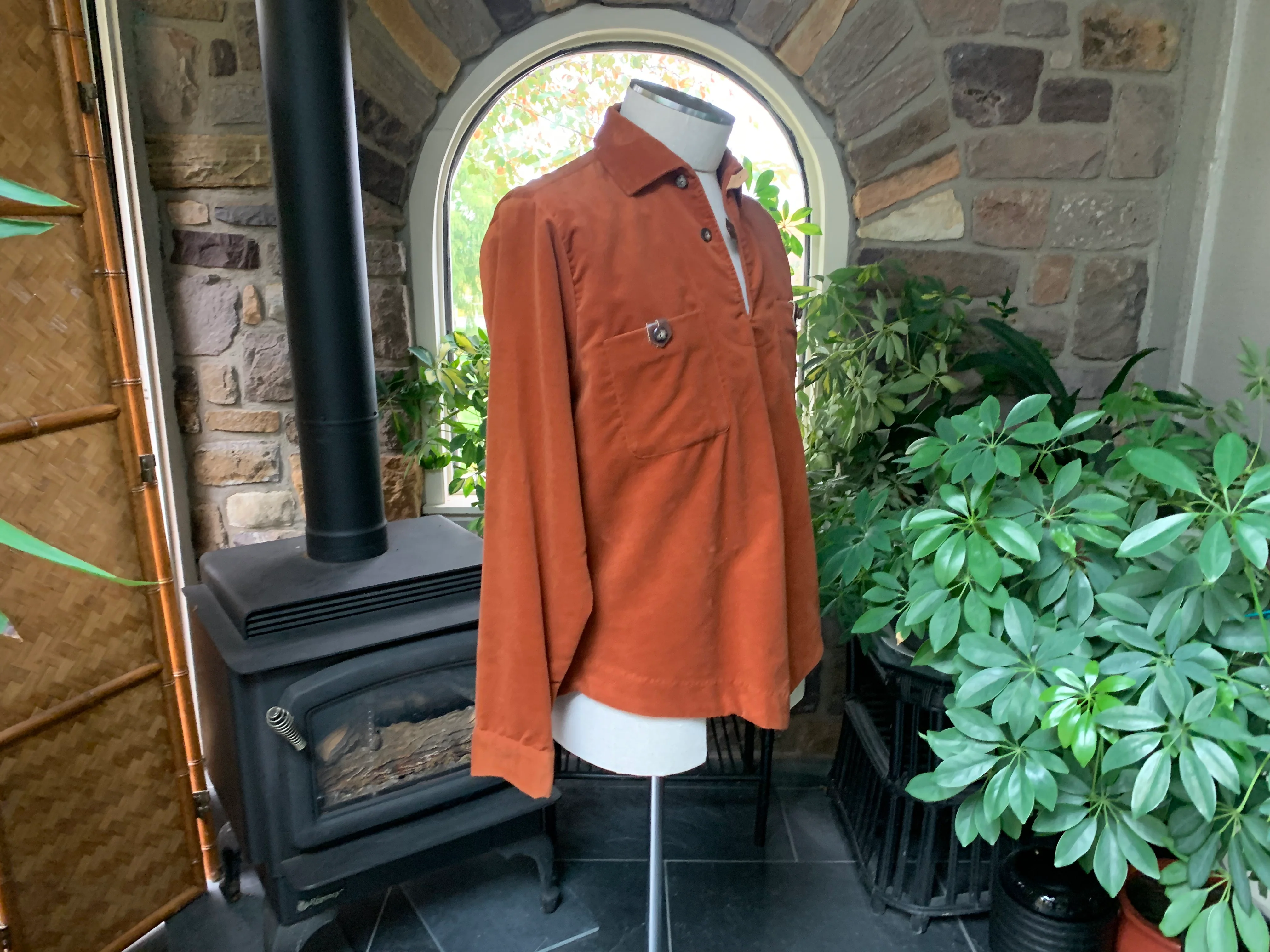 60s/70s Men's Rust Burnt Orange Heeksuede Pullover Shirt By Heeksuede - Image 10