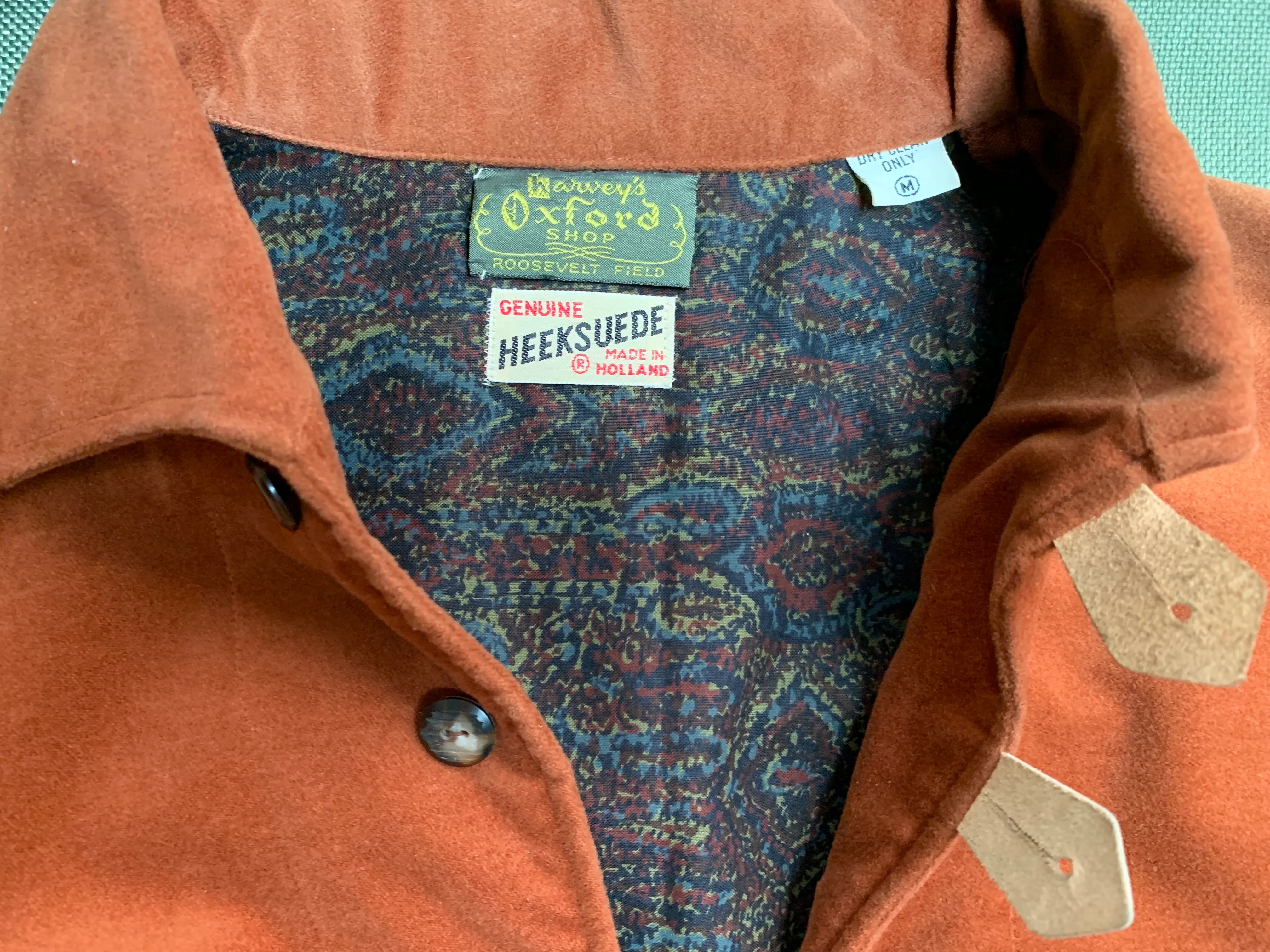 60s/70s Men's Rust Burnt Orange Heeksuede Pullover Shirt By Heeksuede - Image 4