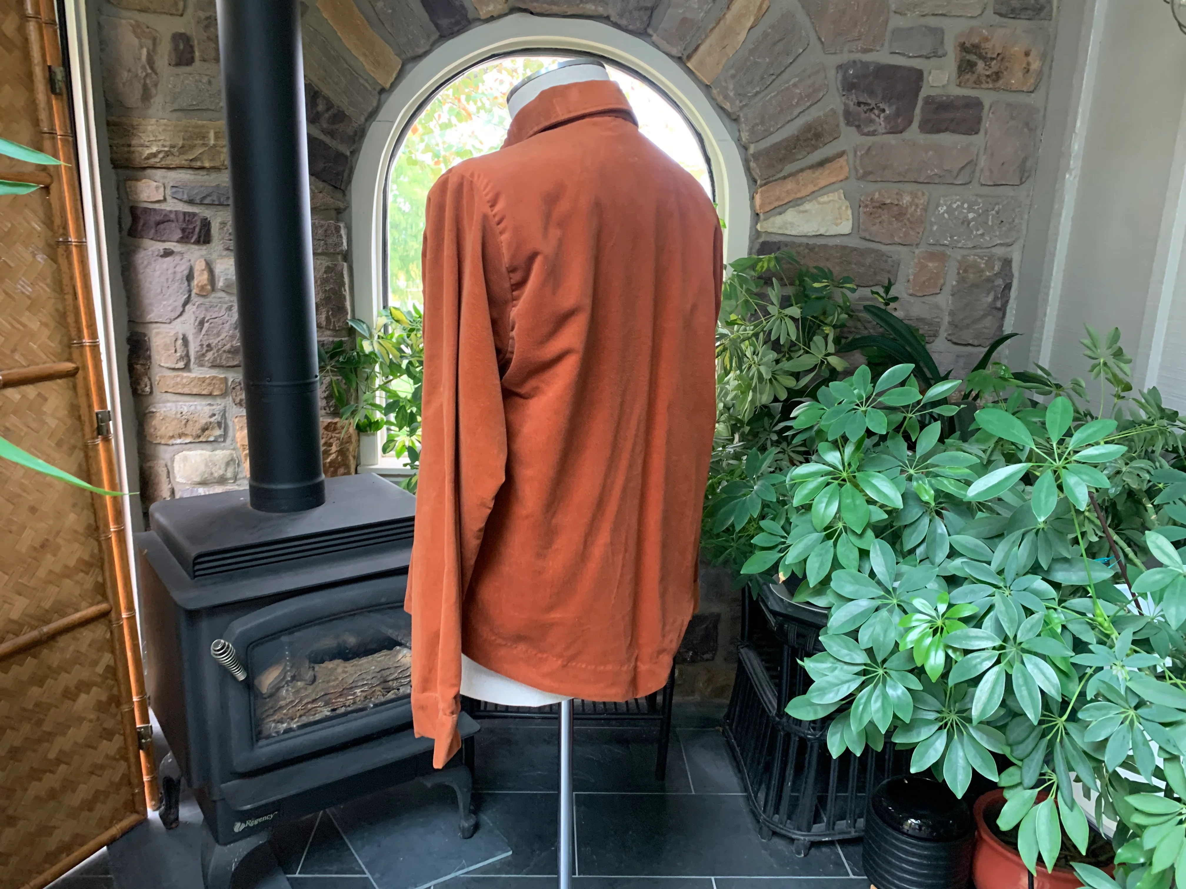60s/70s Men's Rust Burnt Orange Heeksuede Pullover Shirt By Heeksuede - Image 7