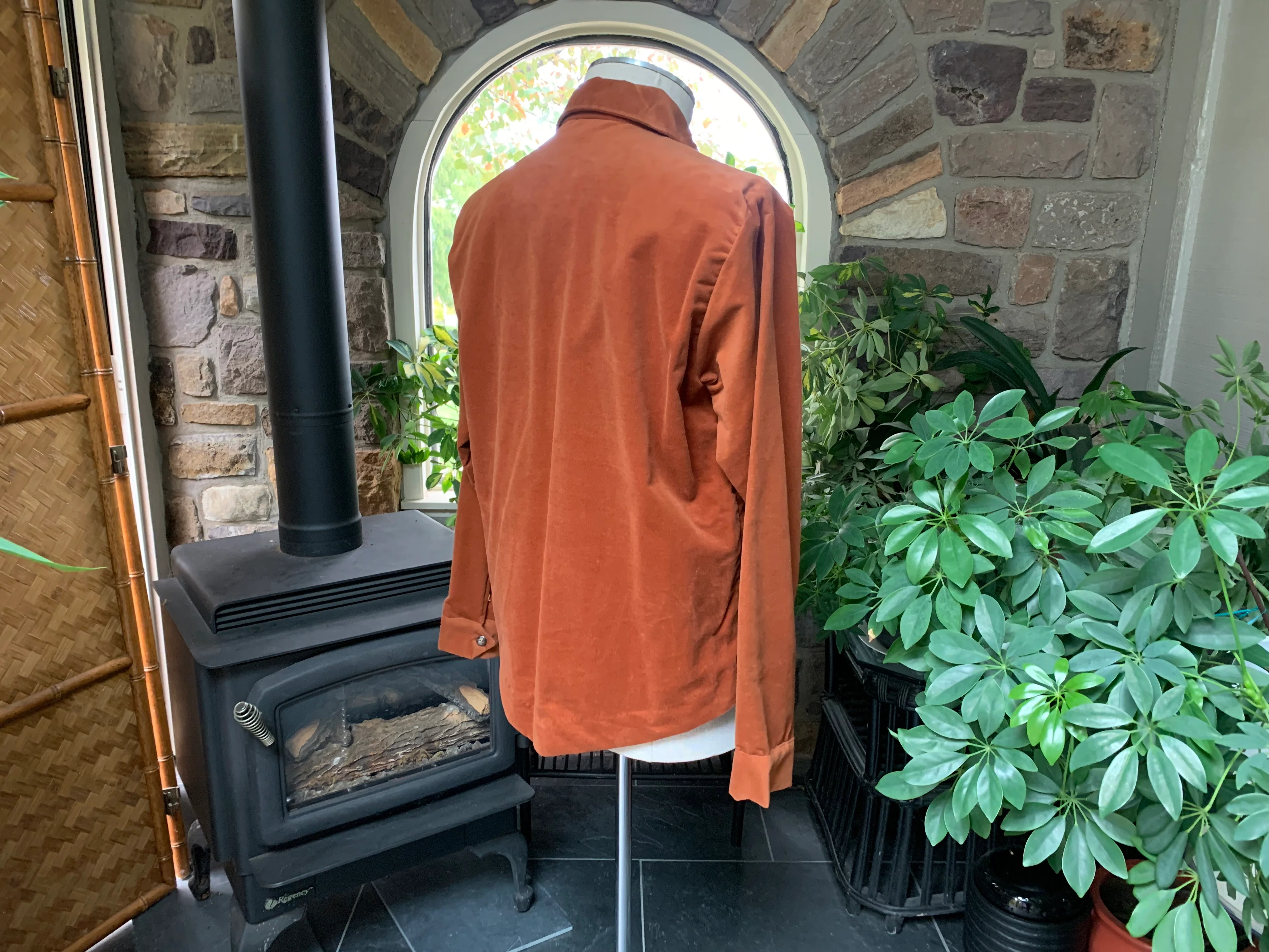 60s/70s Men's Rust Burnt Orange Heeksuede Pullover Shirt By Heeksuede - Image 8
