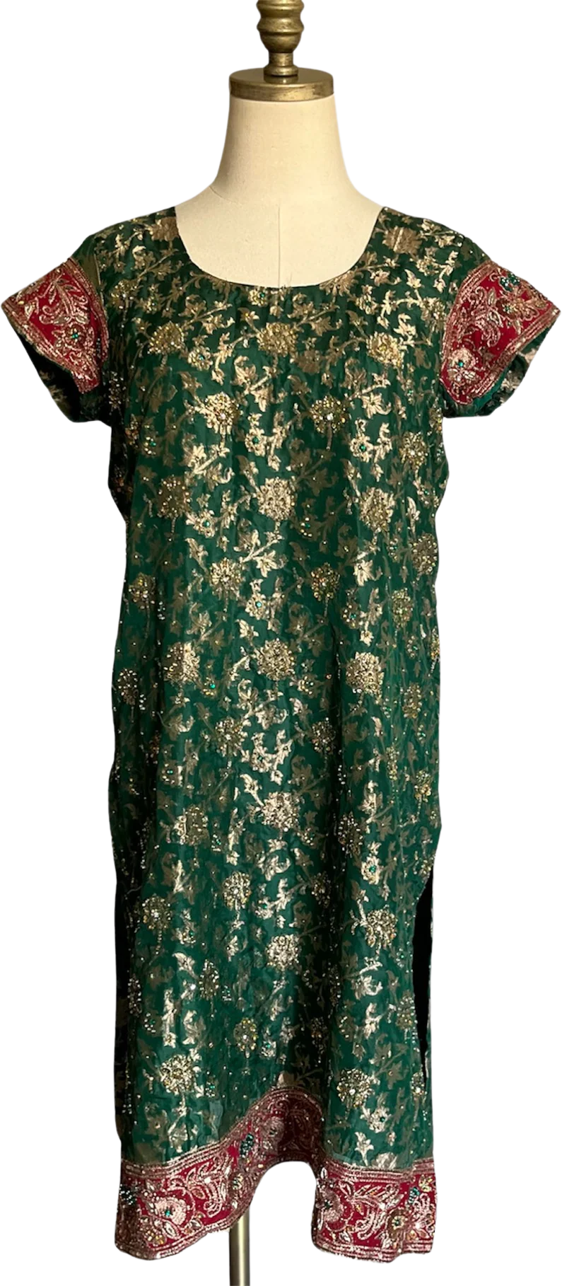 60s/70s Metallic Floral Tunic Dress