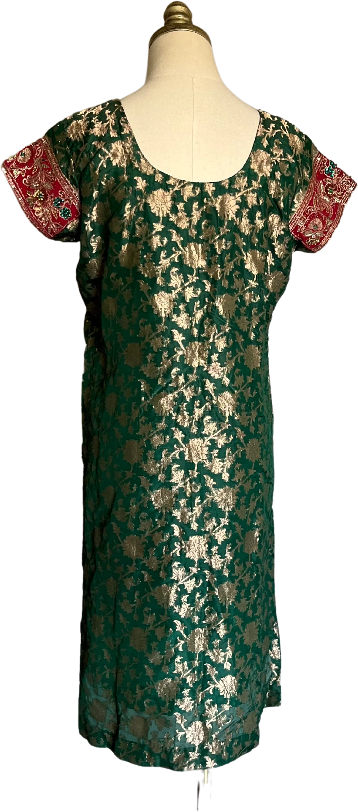 60s/70s Metallic Floral Tunic Dress - Image 2