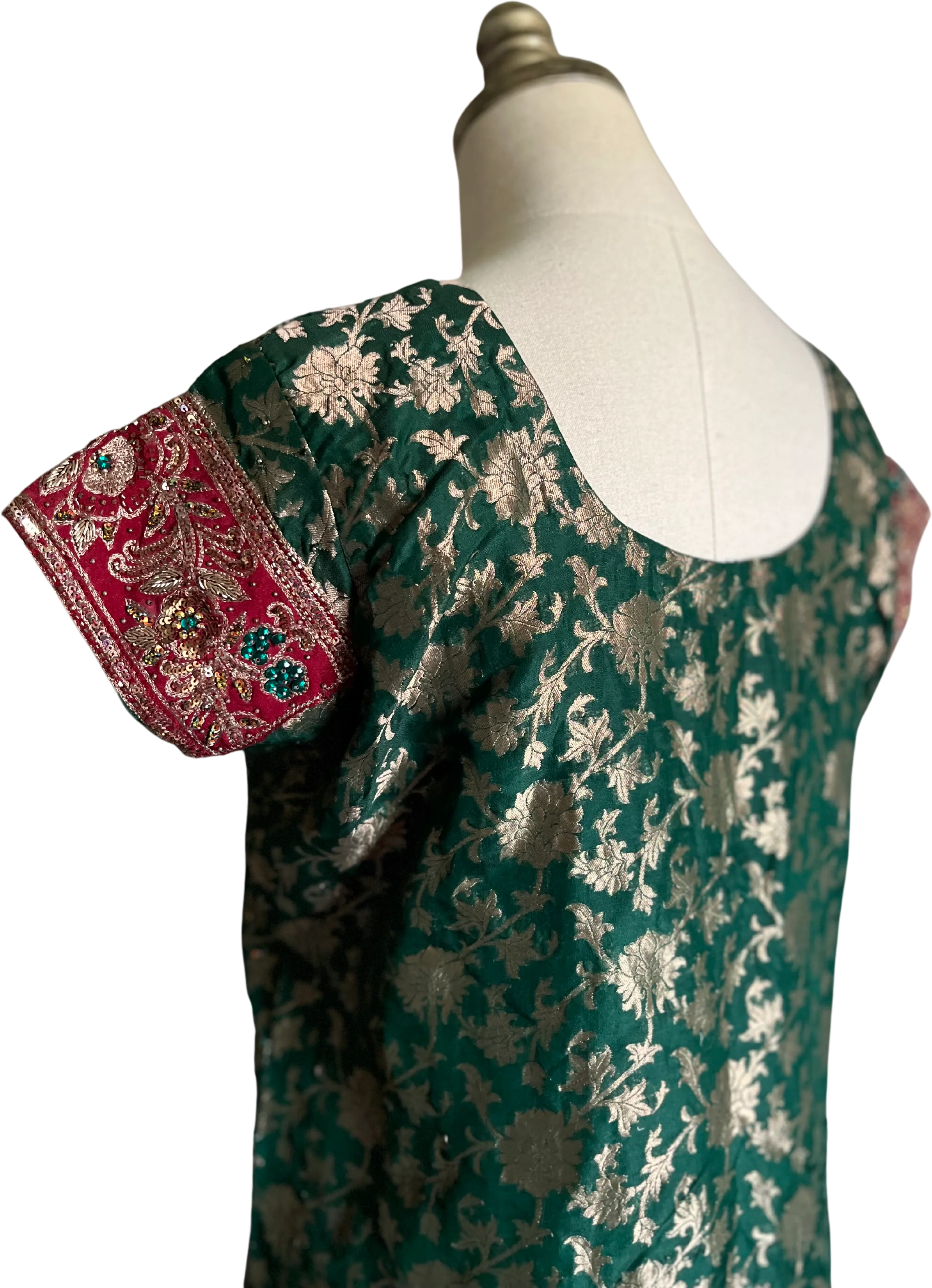 60s/70s Metallic Floral Tunic Dress - Image 3