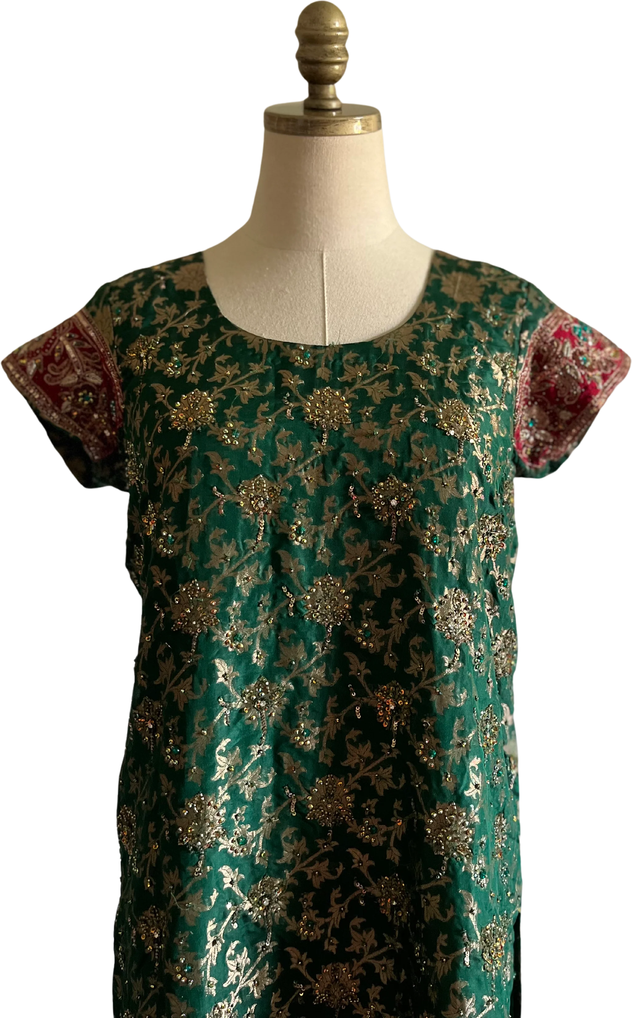 60s/70s Metallic Floral Tunic Dress - Image 5