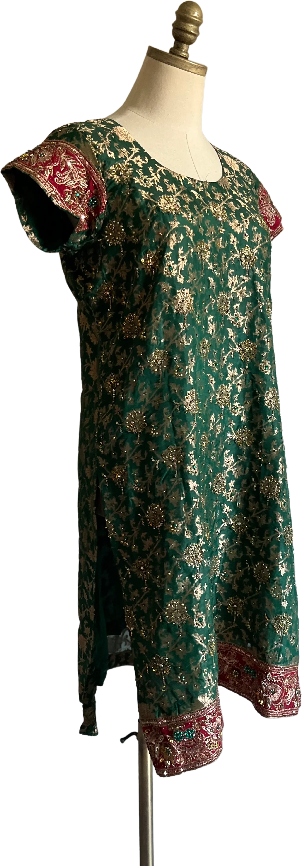 60s/70s Metallic Floral Tunic Dress - Image 6