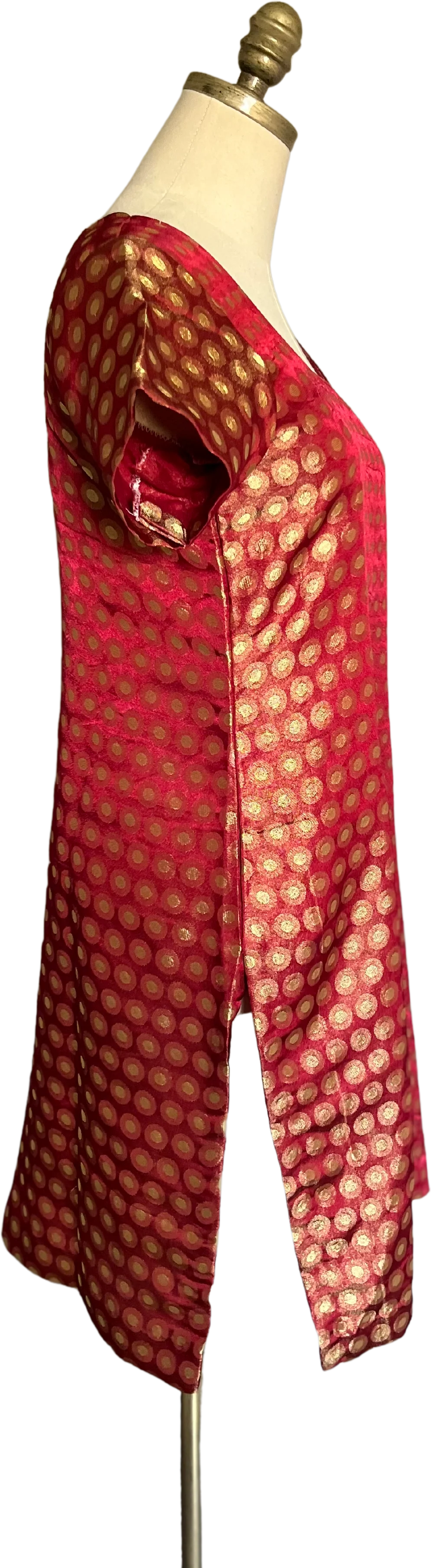 60s/70s Metallic Medallion Tunic Dress - Image 3