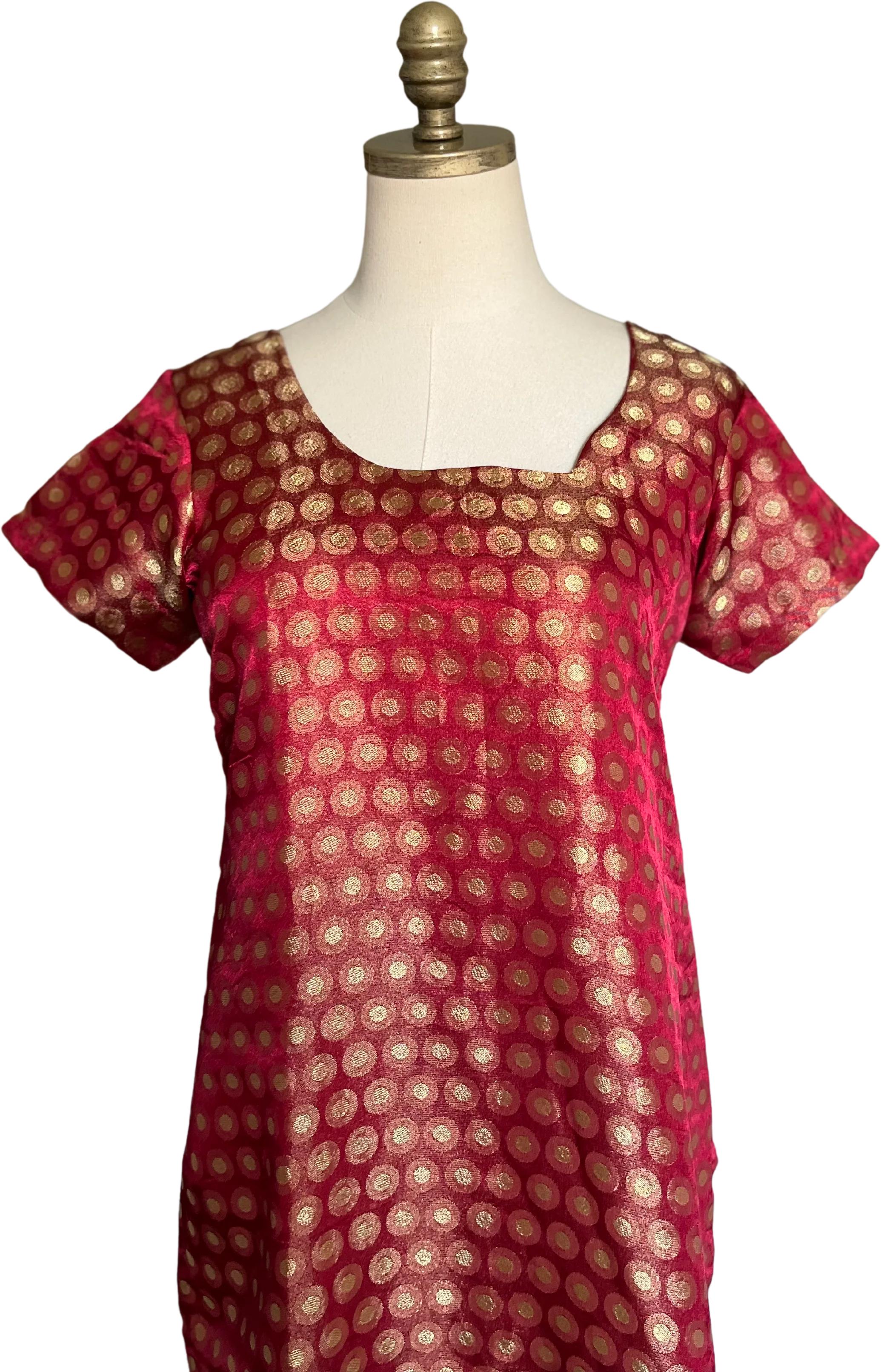 60s/70s Metallic Medallion Tunic Dress - Image 4
