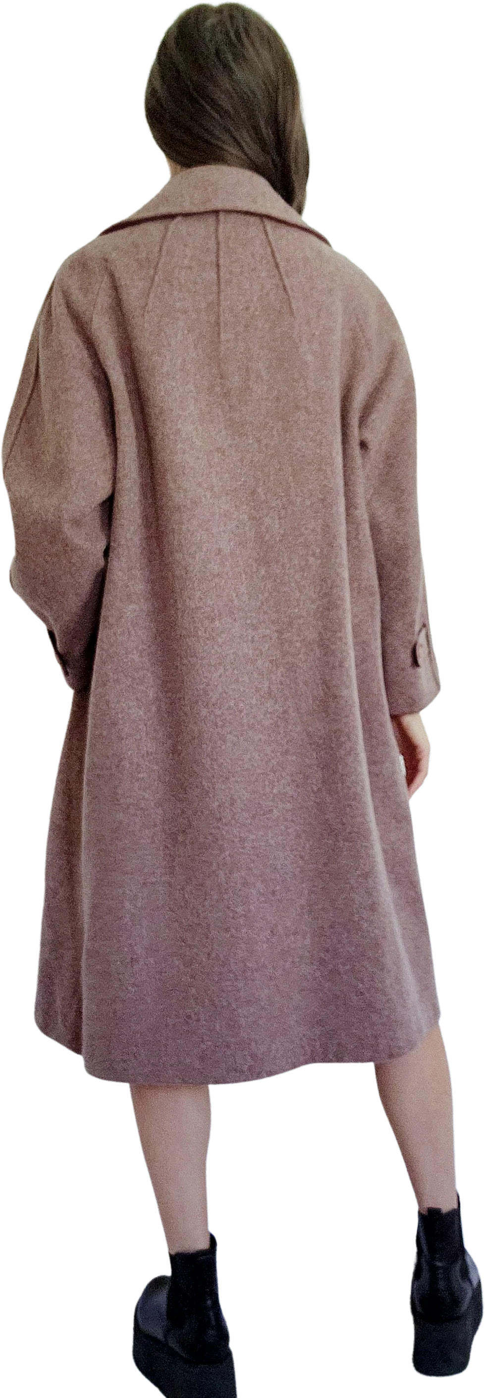 60s/70s Mod Academia Dust Mauve Long Wool Winter Coat By Richard Rich - Milwaukee - Image 2