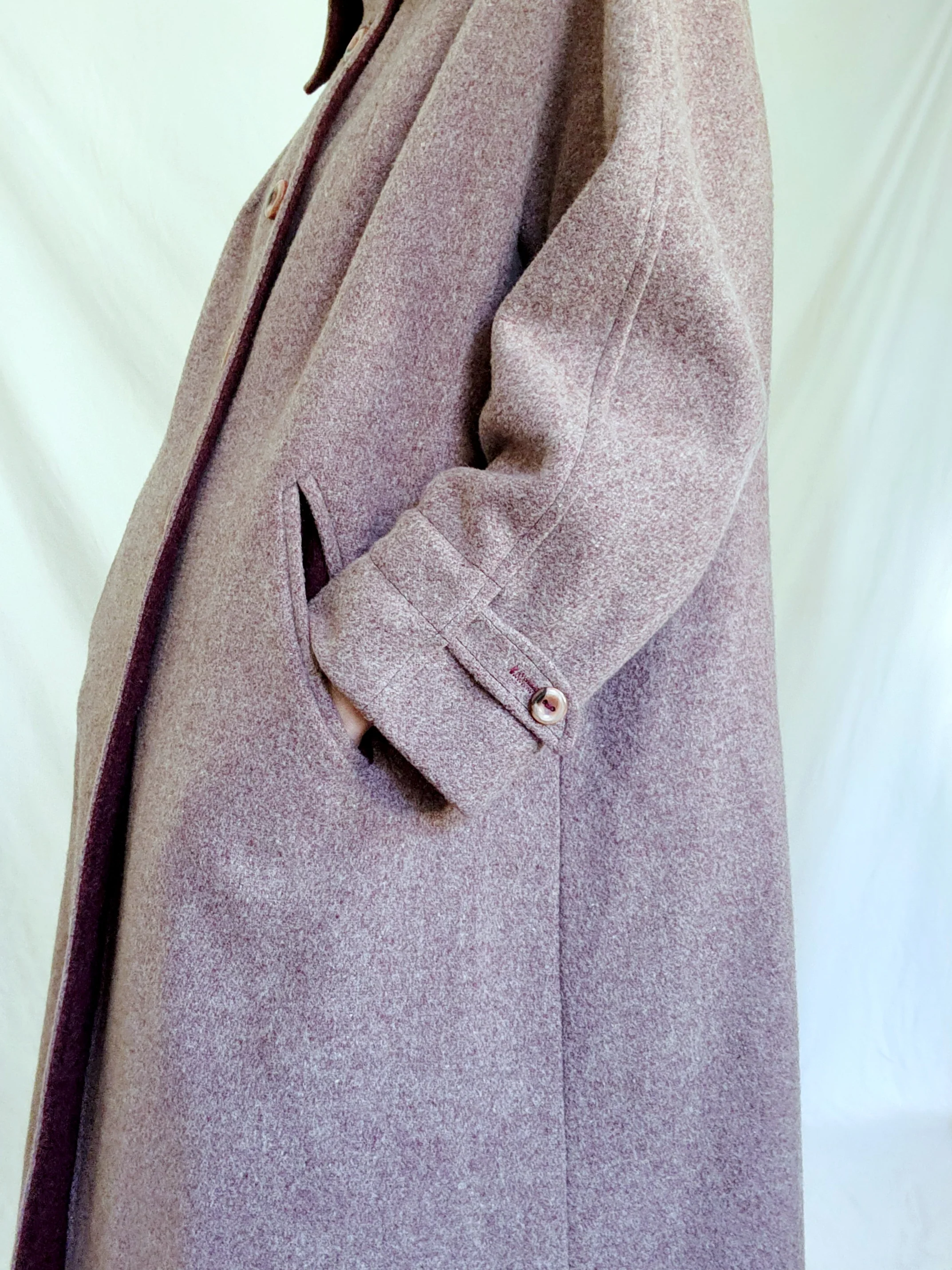 60s/70s Mod Academia Dust Mauve Long Wool Winter Coat By Richard Rich - Milwaukee - Image 6
