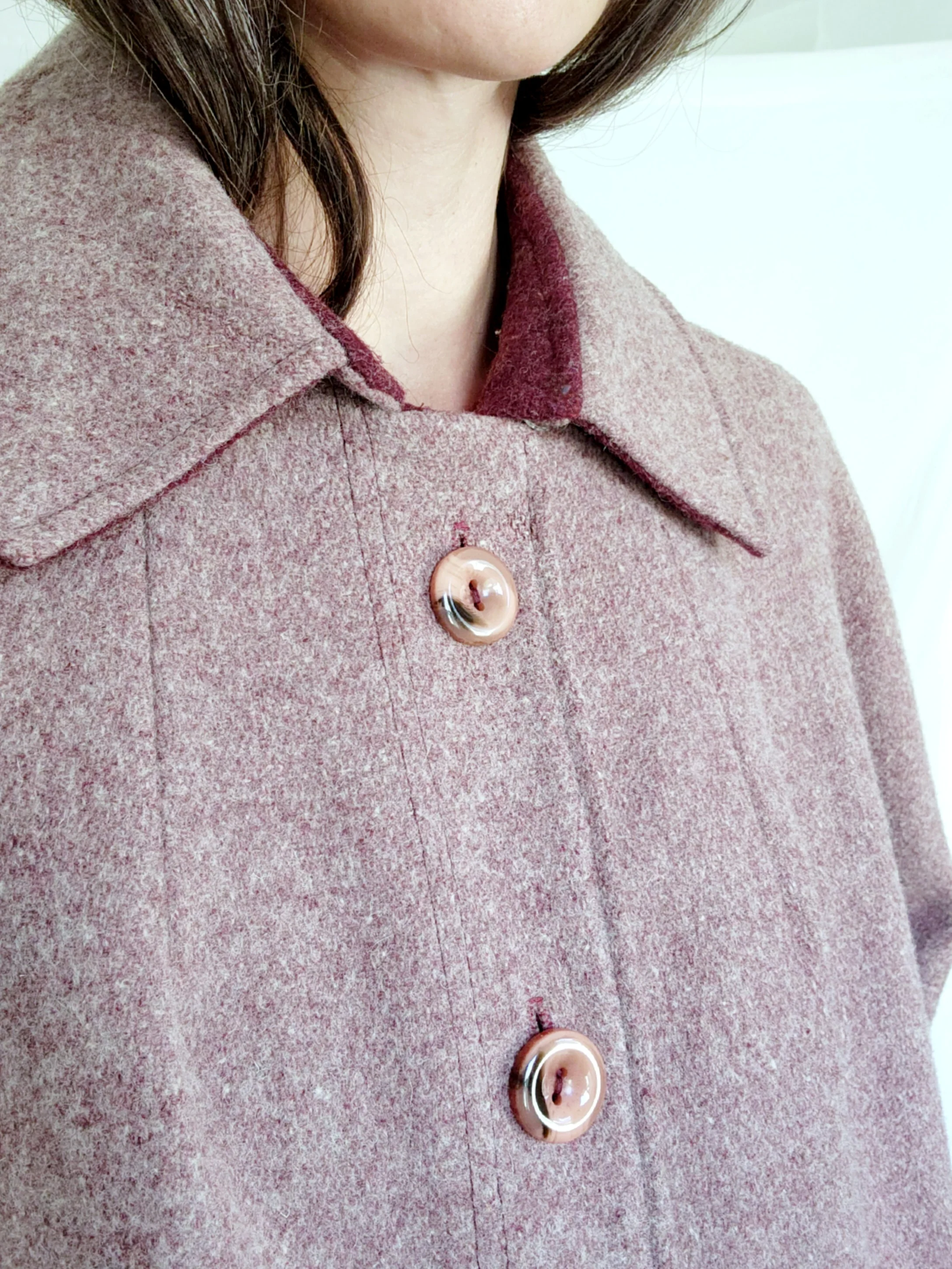60s/70s Mod Academia Dust Mauve Long Wool Winter Coat By Richard Rich - Milwaukee - Image 8