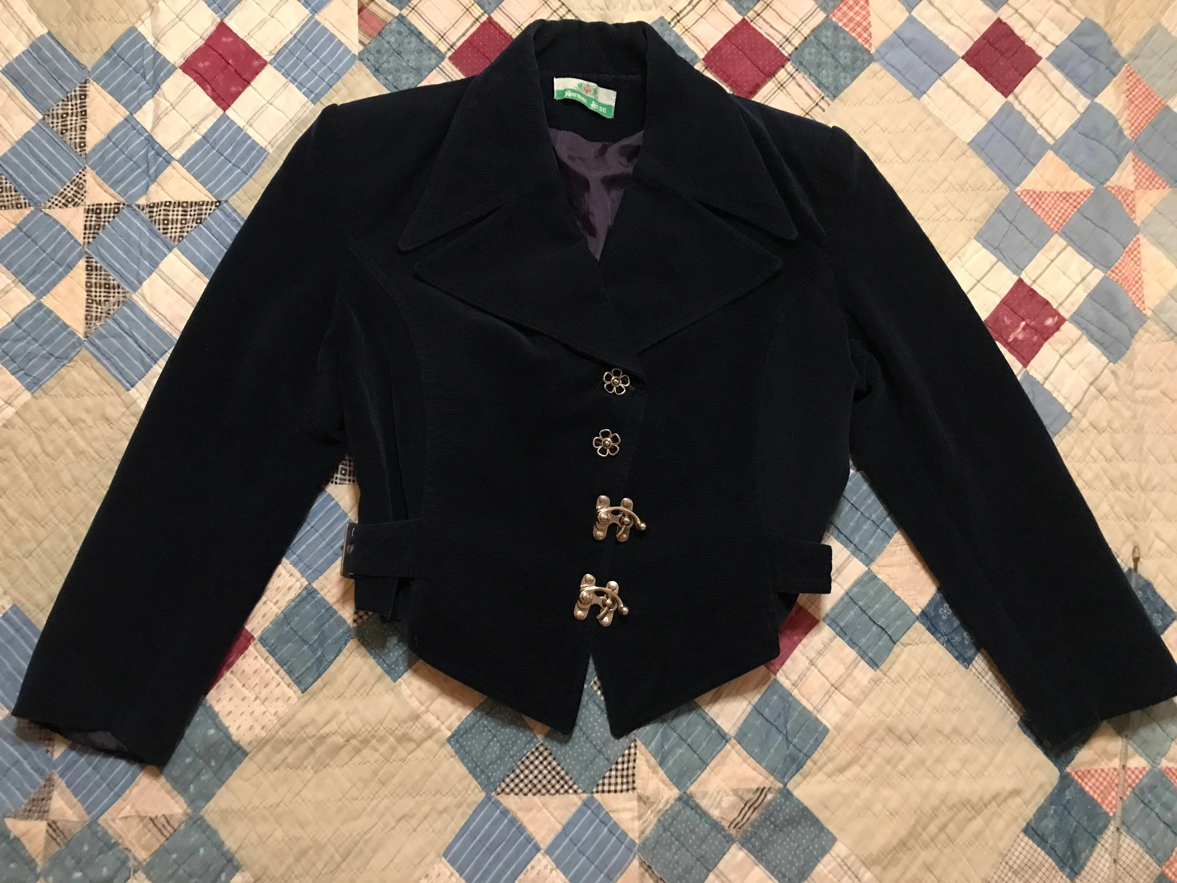 60s/70s Mod British Beatles Biba Blue Velvet Felted Balzer - Image 5
