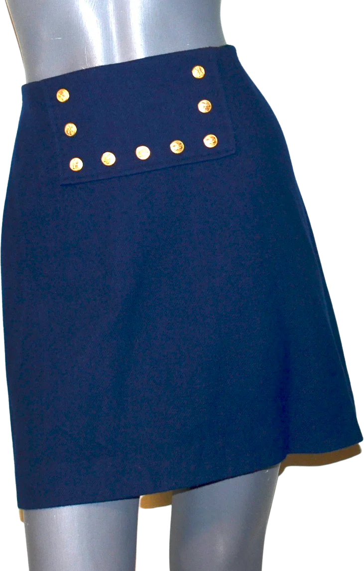 60s/70s Mod Military Mini Skirt. Navy Blue