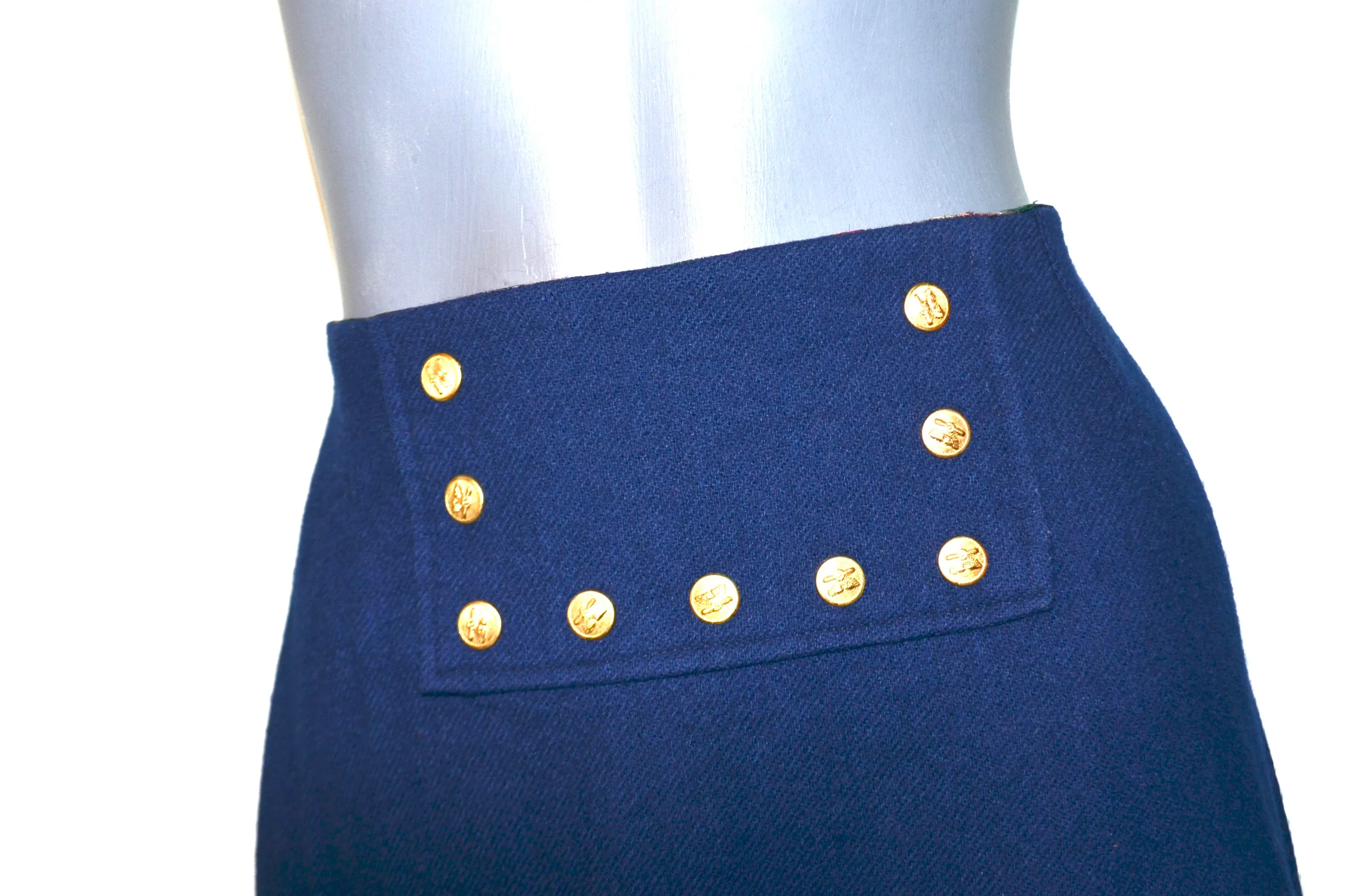 60s/70s Mod Military Mini Skirt. Navy Blue - Image 3