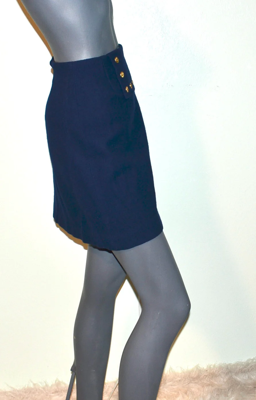 60s/70s Mod Military Mini Skirt. Navy Blue - Image 4