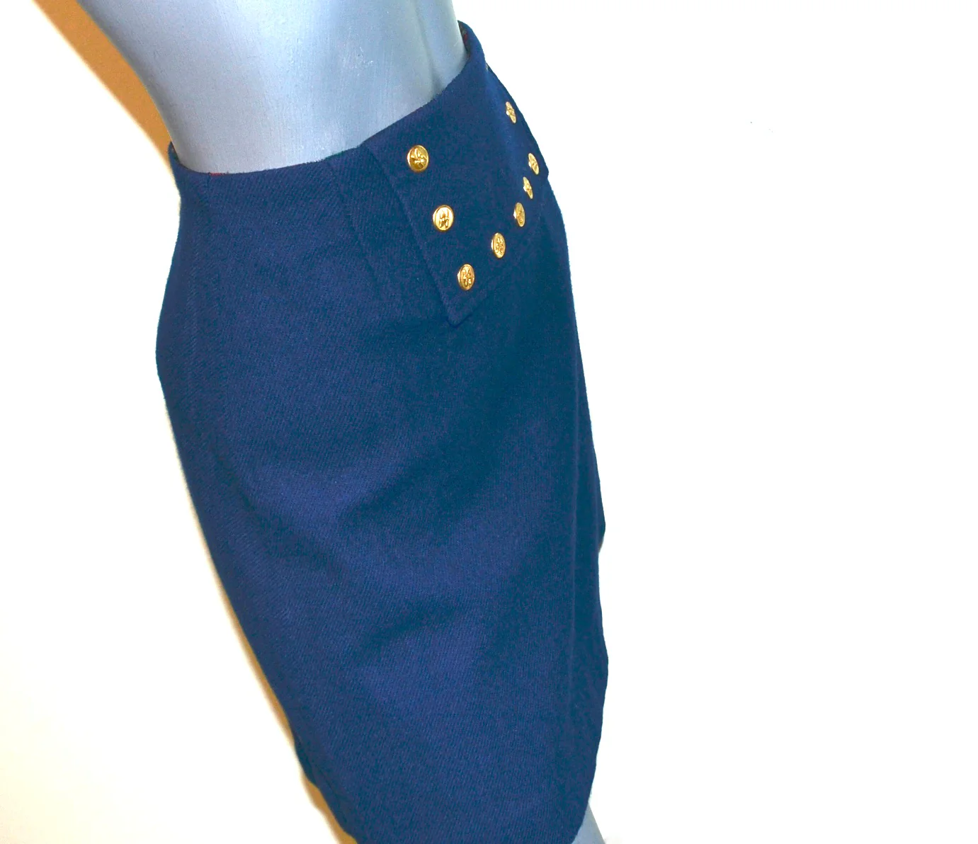 60s/70s Mod Military Mini Skirt. Navy Blue - Image 9